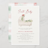 水彩サンタベビークリスマスベビーシャワー 招待状 (正面/裏面)