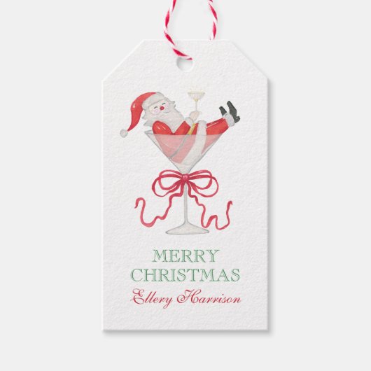 水彩サンタ クリスマスパーティー ギフトタグ (正面)