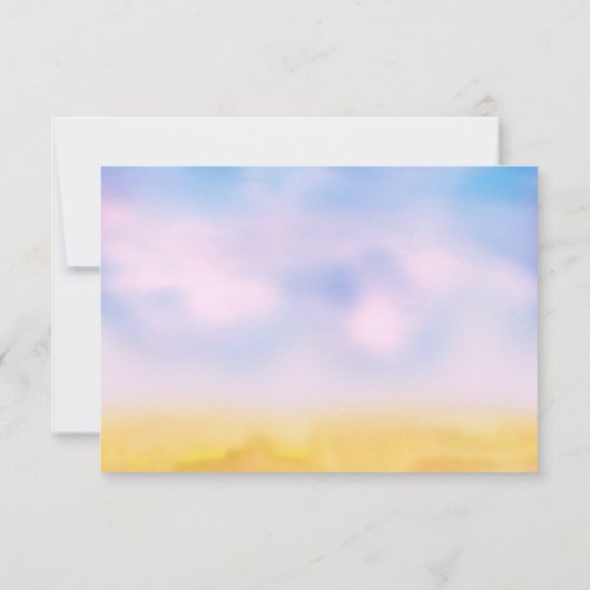 水彩サンディ足指ウェディングRSVP – サンセット&サンド 出欠カード (裏面)