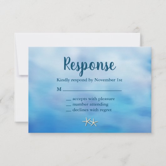 水彩サンディ足指RSVPヒトデ 出欠カード (正面)