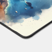 水彩サントリーニギリシャブルーとホワイト デスクマット (コーナー)