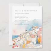 水彩サントリーニ地中海の結婚ズ 招待状 (正面)