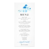 水彩サントリーニ結婚ギリシャのメニューカード ラックカード (正面)