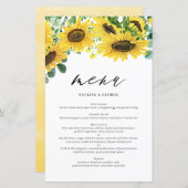 水彩サンフラワーユーカリ結婚のメニューカード (正面/裏面)