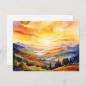 水彩サンライズオーバーマウンテンレンジ ポストカード (正面/裏面)