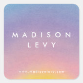 水彩サンライズグラデーション名前をカスタムする印刷 スクエアシール (正面)