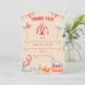 水彩サーカス動物の誕生日感謝カード (スタンド正面)