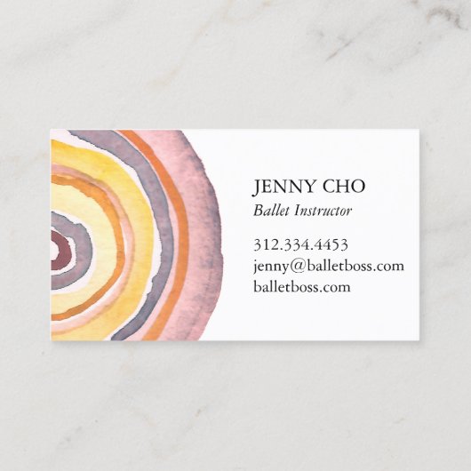 水彩サークルリングや輪抽象芸術ミニマリストウォーム 名刺 (裏面)