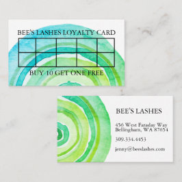 水彩サークルリングや輪抽象芸術ミニマリストグリーン ロイヤリティカード