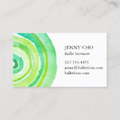 水彩サークルリングや輪抽象芸術ミニマリストグリーン 名刺 (裏面)