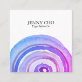 水彩サークルリングや輪抽象芸術ミニマリストパープル スクエア名刺 (正面)