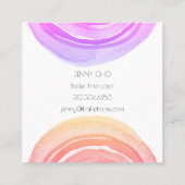 水彩サークルリングや輪抽象芸術ミニマリストピンク スクエア名刺 (裏面)