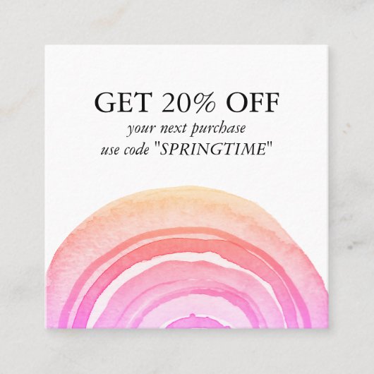 水彩サークルリングや輪抽象芸術ミニマリストピンク 割引カード (正面)