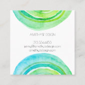 水彩サークル抽象芸術ミニマリストの順感謝してい序 スクエア名刺 (裏面)