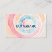 水彩サークルQRコードソーシャルメディアモダン 名刺 (正面)