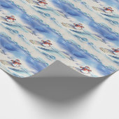 水彩サーフィン雪だるま ラッピングペーパー (角)