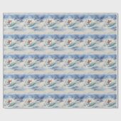 水彩サーフィン雪だるま ラッピングペーパー (フラット)