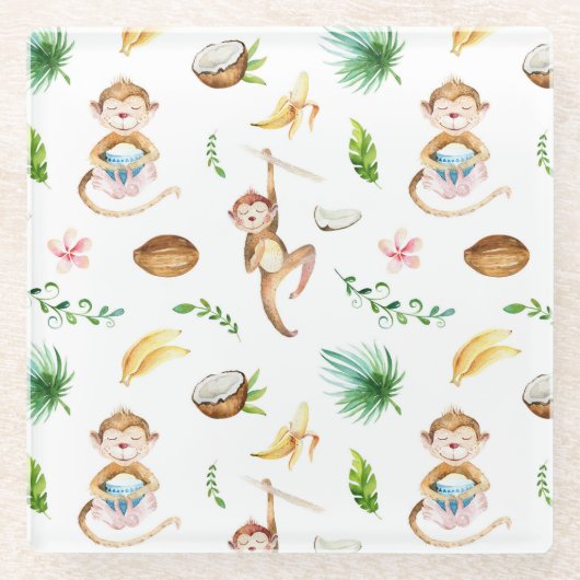 水彩サ間抜けル ガラスコースター (正面)