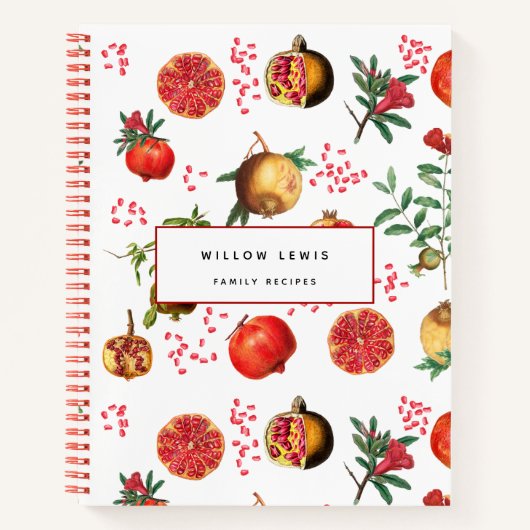 水彩ザクロ地中海のンレシピ ノートブック (正面)