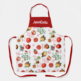 水彩ザクロ地中海のン果柄 エプロン