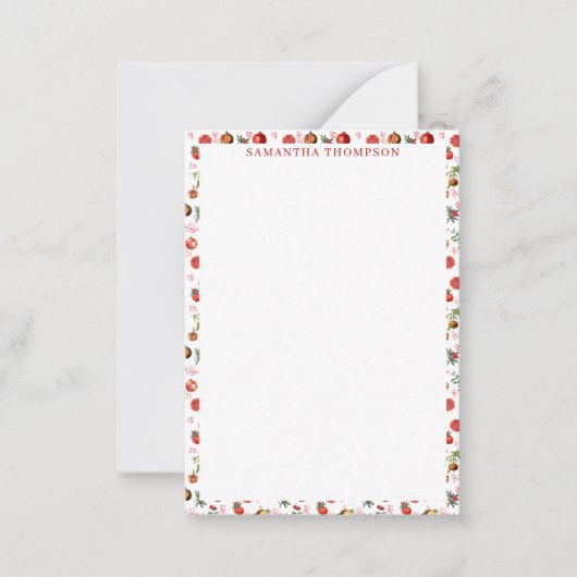 水彩ザクロ地中海のン果柄 ノートカード (正面)