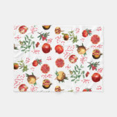 水彩ザクロ地中海のン果柄 フリースブランケット (正面(横))