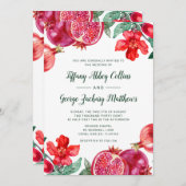 水彩ザクロ結婚ンフローラ 招待状 (正面/裏面)