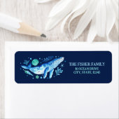 水彩ザシーブルークジラ差出人住所 ラベル (インサイチュ)