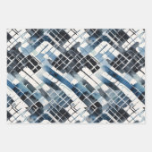 水彩シェイプのダイヤモンド円の長方形ブルー ラッピングペーパーシート (正面3)