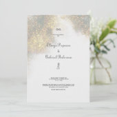 水彩シェイプグリーングリッター結婚式招待状 招待状 (スタンド正面)