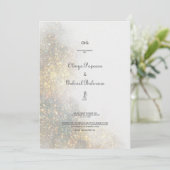 水彩シェイプグリーングリッター結婚式招待状 招待状 (スタンド正面)