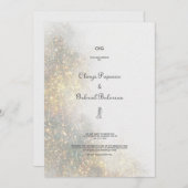 水彩シェイプグリーングリッター結婚式招待状 招待状 (正面/裏面)