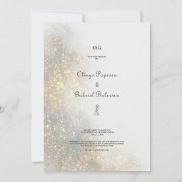 水彩シェイプグリーングリッター結婚式招待状 招待状