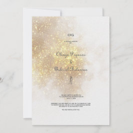 水彩シェイプバラグリッター結婚式招待状 招待状