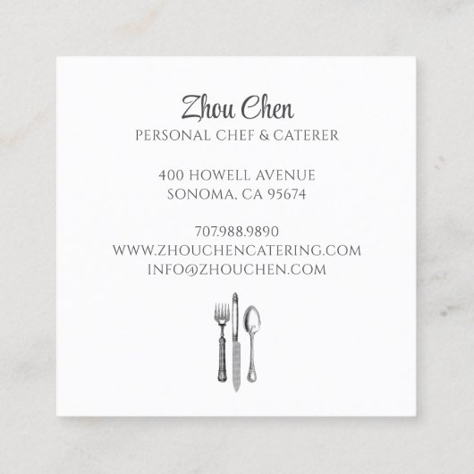 水彩シェフカテラービジネスカード スクエア名刺 (裏面)