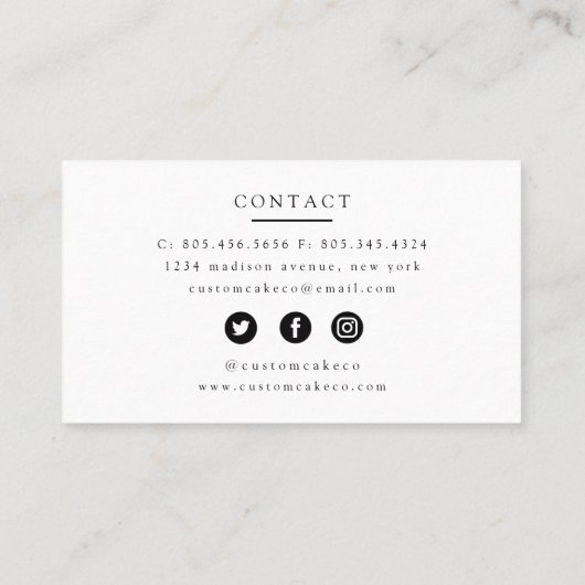 水彩シェフハットケーキ+ベーカリー名刺 名刺 (裏面)