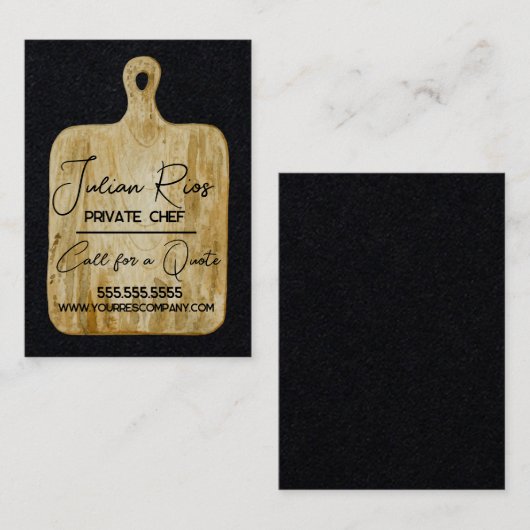 水彩シェフレストラン調理師カッティングボード 名刺 (正面/裏面)