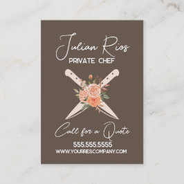 水彩シェフレストラン調理師ナイフフローラ 名刺
