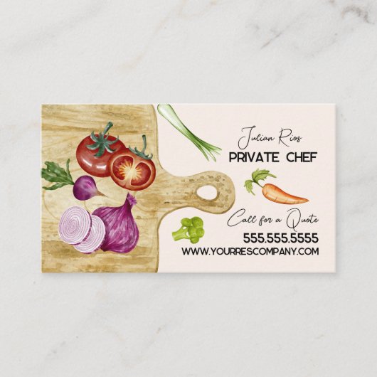 水彩シェフ野菜カッティングボード 名刺 (正面)