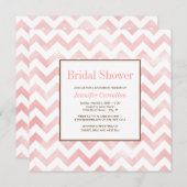 水彩シェブロン ウェディングシャワー 招待状（ピンク） 招待状 (正面/裏面)
