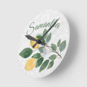 水彩シシリアレモンズの名前 ラウンド壁時計 (傾斜)