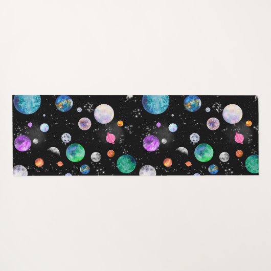 水彩シス太陽のテム外部宇宙の子どもたち ヨガマット (裏面(横))