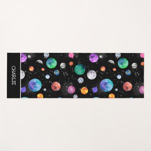 水彩シス太陽のテム外部宇宙の子どもたち ヨガマット (正面(横))
