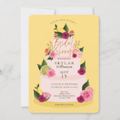 水彩シタスフローラ3ティエケーキブライダルシャワー 招待状 (正面)