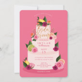 水彩シタスフローラ3ティエケーキブライダルシャワー 招待状 (正面)