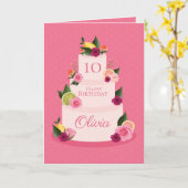 水彩シタスフローラ3層お誕生日ケーキ カード (黄色い花)