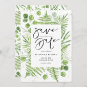 水彩シダとユーカリのフレーム セーブザデート (正面/裏面)