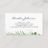 水彩シダとユーカリ模様スクリプト 名刺 (裏面)