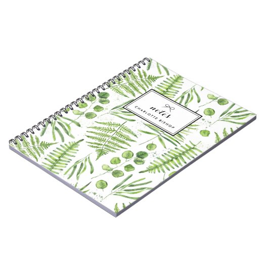 水彩シダとユーカリ模様 ノートブック (左側)