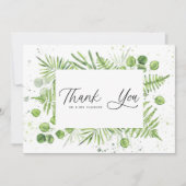 水彩シダとユーカリ結婚プーム サンキューカード (正面)